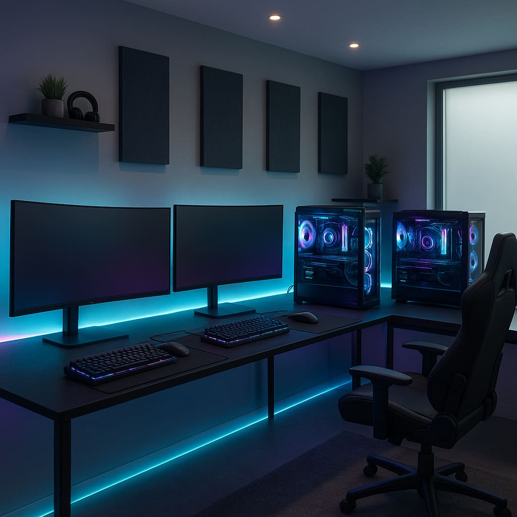 Modernes PC Gaming Studio mit High-End Setups