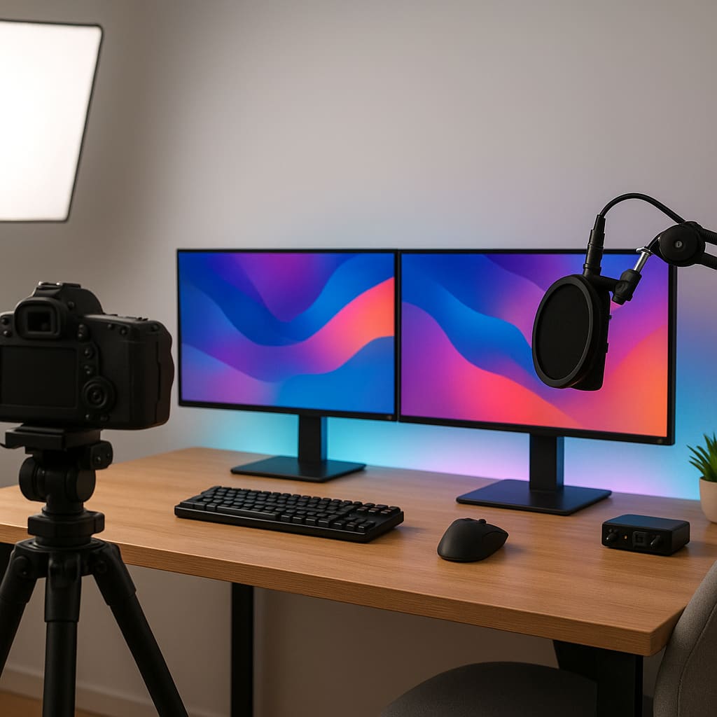 Streaming Raum mit Kamera, Licht und Mikrofon